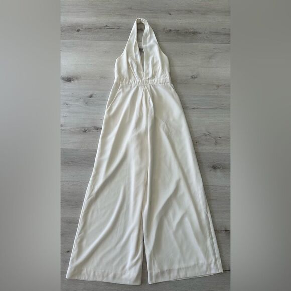 Jill Stuart Mara Halter Jumpsuit Ivory 6 EUC - Picture 4 of 10